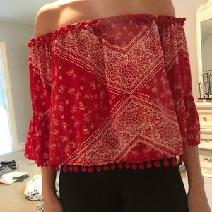 Tularosa Off-The-Shoulder Red Top